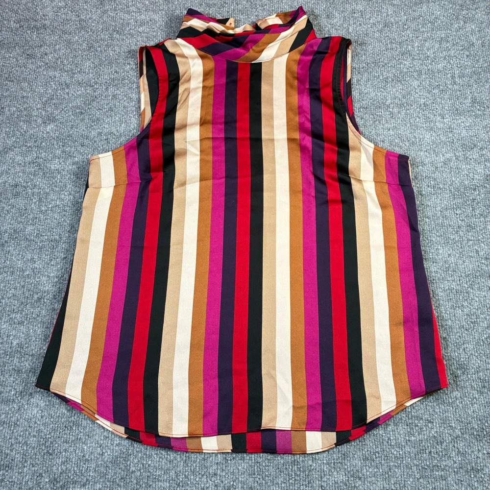 Vince‎ Camuto Striped Mock Neck Blouse Womens M Multicolor Sleeveless